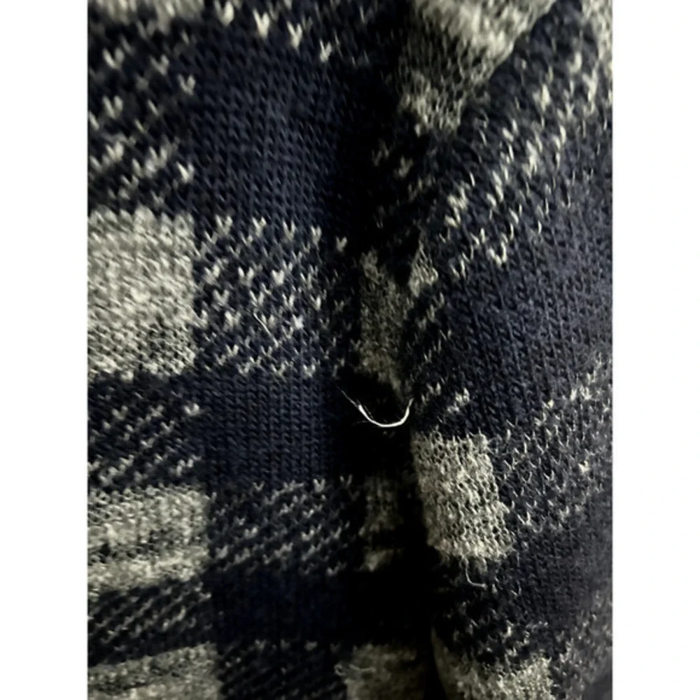 J Crew Sweater Mens Medium‎ Blue Gray Check Linen Wool Alpaca Long Sleeve Adult